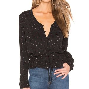 Rails Beaux Blouse in Black Offset Dot